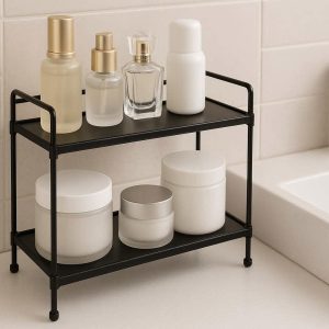 Small Bathroom Countertop Organizer Tiered Vanity Storage Rack For Cosmetics Jars