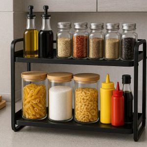 Compact Kitchen Cabinet Organizer Shelves Modern Spice Storage Rack